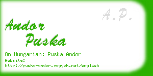 andor puska business card